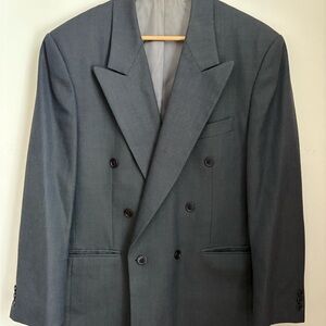 Classic Gray Double-Breasted Men's Blazer